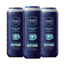 NIVEA MEN Fresh Wave Duschgel mit erfrischendem Menthol-Duft, 3-in-1-Krperwaschmittel fr Gesicht und Haare, parabenfrei, vegane Formel, 16,9 Fl Oz