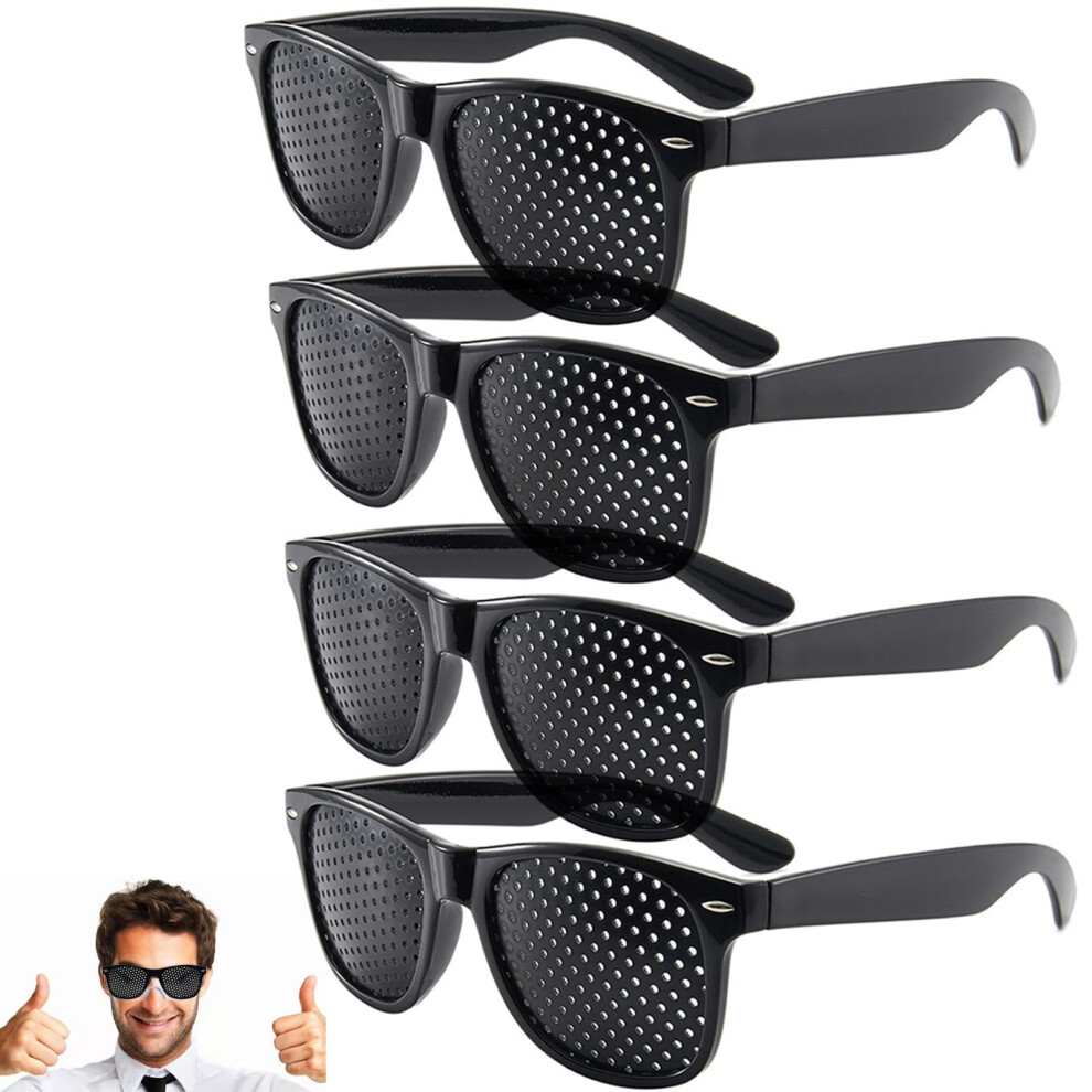 Grid Glasses for Eye Training, Pack of 4 Pinhole Glasses, Black Hole Vision Improvement Glasses, Original Design