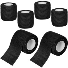 Self-Adhesive Bandage 6 Rolls 5cm x 4.5m Non-Woven Elastic Fabric Black for Sports Wrist and Stretch Athletes