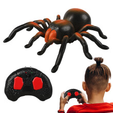 Remote Control Spider Toy, RC Robot Spider with Luminous Eyes, Scary Halloween Prank for Haunted House, 10-Inch Size