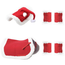 Horse Christmas Costume with Leg Wraps and Saddle Cover - Soft Winter Holiday Accessories for Horses, Includes Christmas Hat