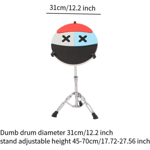12 Inch Exercise Drum Pad with Stand - Portable Silent Non-Slip Drum Learning Tool for Professional Drum Practice 1