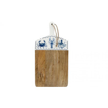 Seashore Enamel Chopping Board 50cm x 25cm x 1.8cm Mango Wood Kitchen Cutting Board