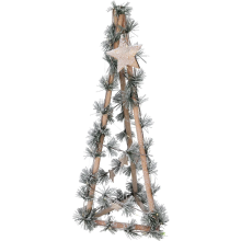 LED Cone Decoration with Pine Needle and Wooden Star for Holiday Display 70 Centimetres