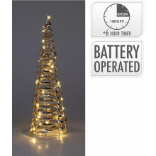 LED Cone Decoration with Gold Twist Design for Holiday Display 40 Centimetres