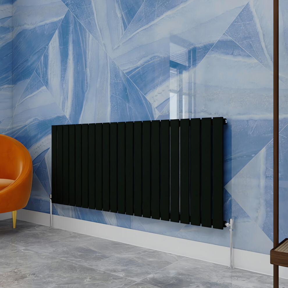 (Black, 600X1428mm) Designer Flat Panel Radiator Single 5054100008256