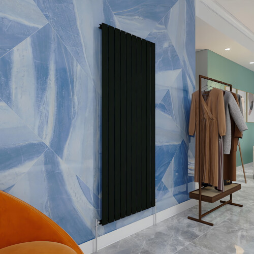 (Black, 1600x680mm) Designer Flat Panel Radiator Single