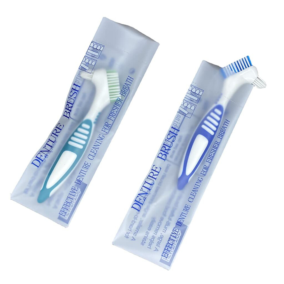 Denture Brush with Multi-Layer Bristles and Ergonomic Handle for Effective False Teeth Care at Home and Travel