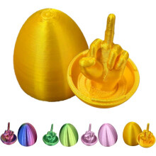 Easter Egg Middle Finger 3D Printed Funny Gift for Men and Women Unique Gold Decorated Surprise Egg