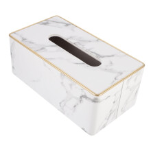 High-Quality Scandinavian Design Tissue Box in Faux Leather with Marble Finish for Home and Office Large Storage Solution