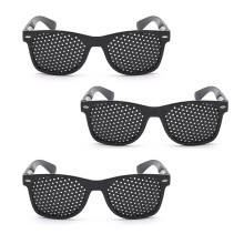 Pack of 3 Eye Trainer Hole Glasses, Perforated Grid Glasses with Foldable Arms for Vision Improvement, Black