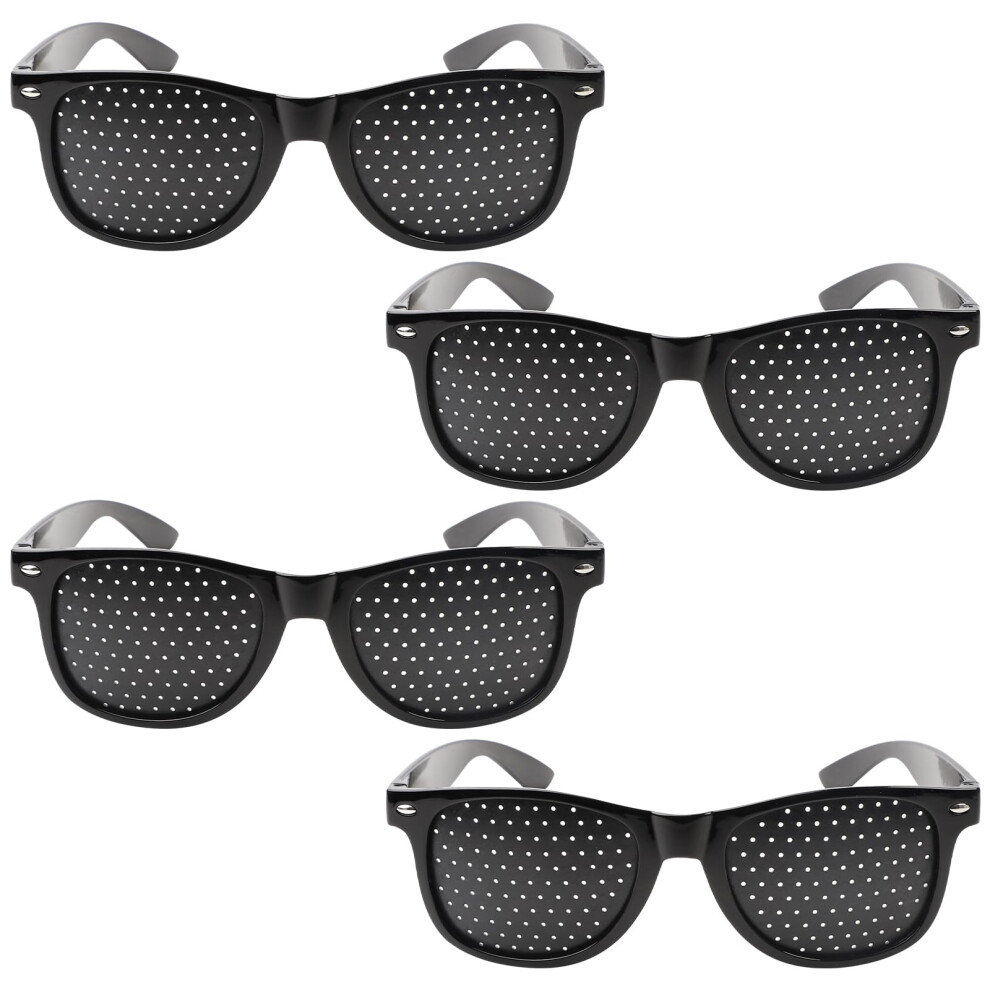 Grid Glasses for Eye Training - Set of 4 Black Hole Anti-Fatigue Pinhole Glasses for Eye Relaxation and Stress Relief