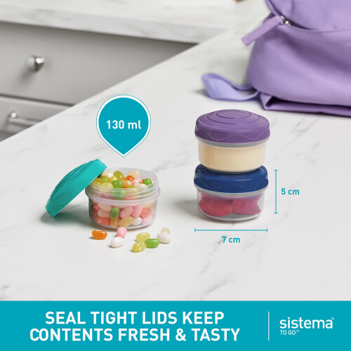 Sistema Sistema TO GO Mini Bites Snack Pots | 130 ml | Stackable Snack Boxes f 2