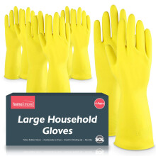 SOL 4 Pairs Large Household Gloves, Yellow Heavy Duty Rubber Gloves fo