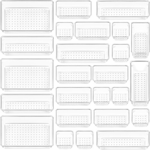 Vtopmart 25 Pack Drawer Organiser, 4-Size Makeup Organizer Trays for V