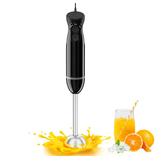 Bonsenkitchen Hand Blender, 2 Speeds Immersion Blender Handheld, Stick
