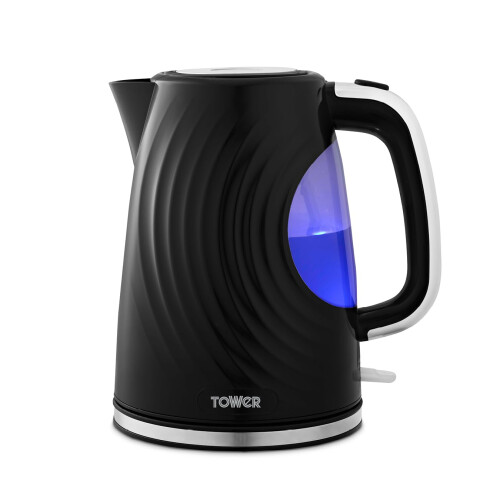 Tower Tower T10083BLK Sonar Textured Kettle with Large Viewing Window & Blue