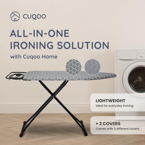 CUQOO Folding Ironing Board – 122x38cm, Adjustable Height (74-91cm), D 1