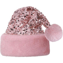 Personalized Sequin Santa Hat for Adults - Pink Glitter Design Festive Headwear for Christmas & New Year