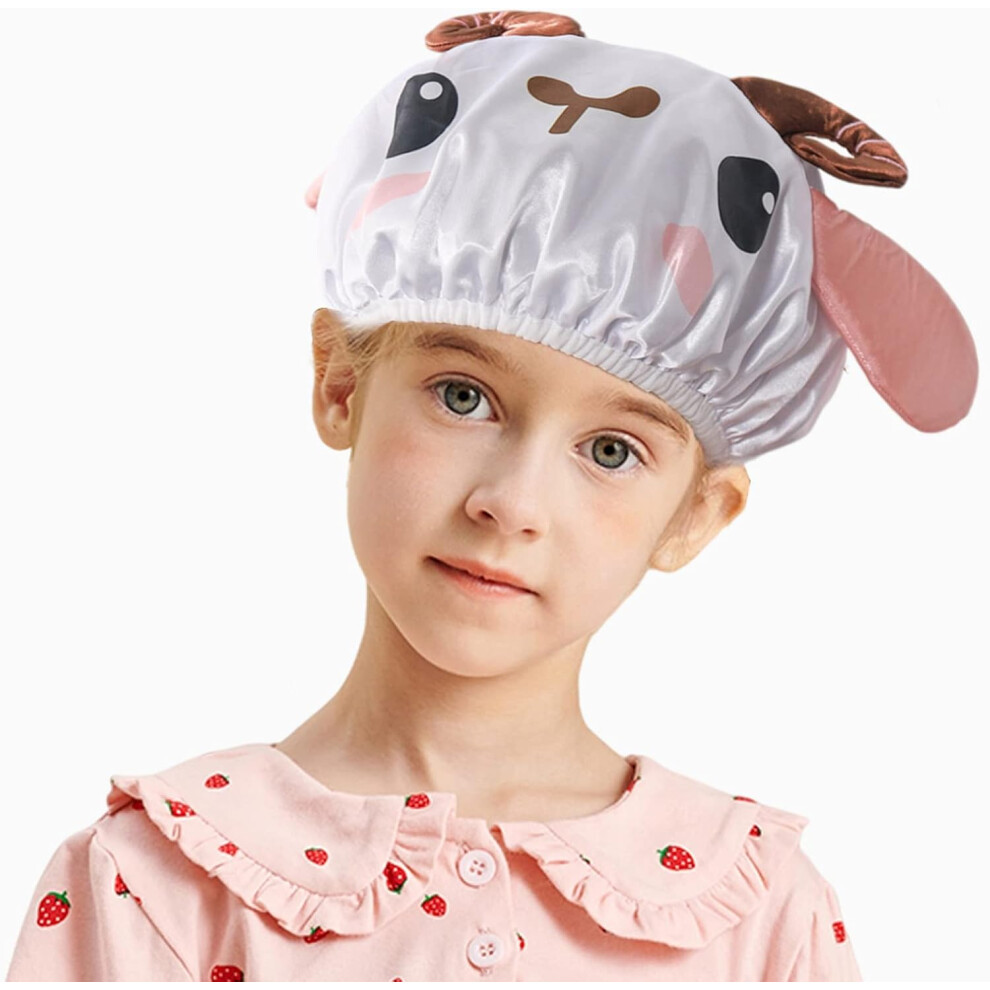 Kids Shower Cap - Double - Layer Waterproof, Reusable & Elastic Fun Cute Animal Cartoon Bath Hat for Boys & Girls