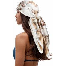 Women's 35-Inch Silk-Like Printed Square Head Scarf, Multi-Purpose Hair Scarf & Bandana for Fashion and Daily Styling