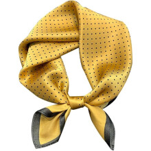 Women's 21" x 21" 100% Pure Mulberry Silk Small Square Scarf, Polka Dot Printed Neckerchief & Silk Headscarf