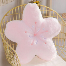 Pink cherry blossom plush cushion - 15.74x15.74-inch upholstered living room sofa, chair, bedroom - decorative and comfortable pillow for home decora