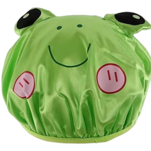 1-Pack Cartoon Frog Shower Cap - Double-Layer Waterproof Reusable Elastic Animal Bath Hat for Boys & Girls