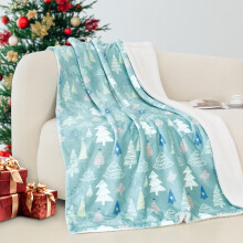Winter Christmas Sherpa Throw Blanket - Double-Sided Ultra-Plush Flannel Wool, Lightweight & Soft, 50x60 Inches - Cozy Decor for Holiday & Leisure Us