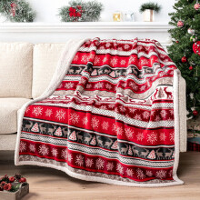 50x60 Inches Reindeer Christmas Decoration , Double-Sided Superfine Fiber & Wool Blend, Ultra Soft Plush Throw Blanket for Holiday, Warm Cozy Festive