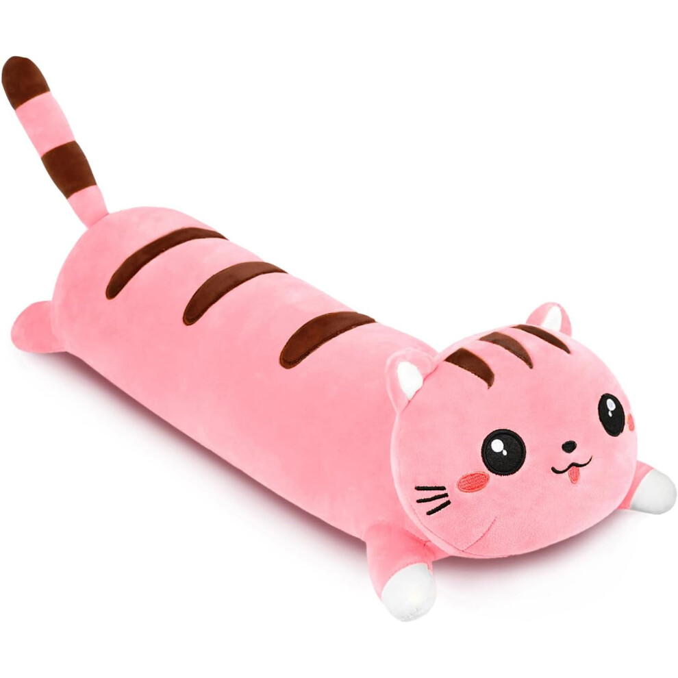 Cute Cat Plush Pillow, 19.6 Inches Pink Kawaii Stuffed Animal, Soft Cotton Plush Toy for Room Decoration, Suitable for Kids Boys & Girls-image-OPC-PK628PT-NEW