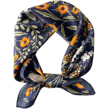 21" x 21" 100% Mulberry Silk Small Square Scarf, Breathable & Lightweight Floral - Printed Neck Scarf for Women