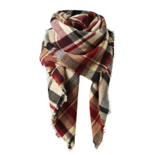 Women's Autumn Winter Scarf - Plaid Tassel Design, Soft Warm Blanket Scarf, Versatile Wrap Shawl for Women