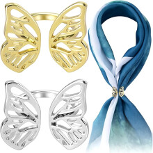 Women's Butterfly - Shaped Scarf Rings Clips, 2PCS Silk Scarves Pin Shawl Buckles & Scarf Slide Buckles for Styling