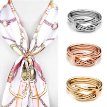 3PCS Women's Dainty Layered Knot Silk Scarf Rings, Infinity Love Knot Double - Line Shawl Scarves Buckle Wrap Clasp Clips