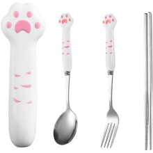 Portable Stainless Steel Utensil Set - 3-in-1 with Fork, Spoon & Chopsticks, Lightweight Travel Utensils with Storage Case, Reusable Tableware for Ca