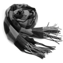 Men's Classic Winter Plaid Scarf - Soft Warm Scarf with Fringed Edges, Stylish Cold Weather Accessory