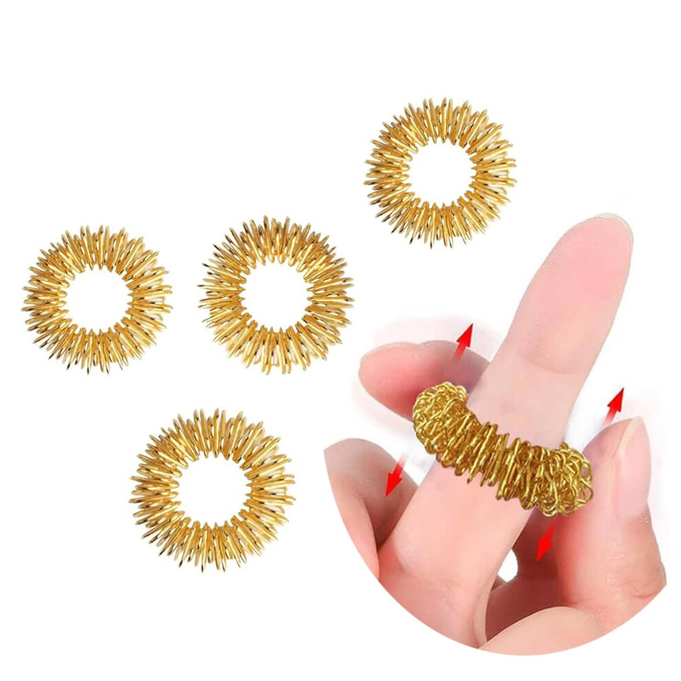 Acupressure Rings Set of 4, Finger Massage Rings for Stress Relief, Blood Circulation, and Sensory Therapy