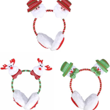 3Pcs Christmas Cartoon Earmuffs Set - Santa & Snowman Faux Fur Ear Warmers for Winter