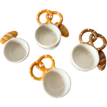 4-Piece Cute Ceramic Dipping Dishes Set, Colorful & Durable Sauce Plates for Condiments, Soy Sauce, Sushi, Snacks, BBQ & Side Dishes - Dishwasher Saf