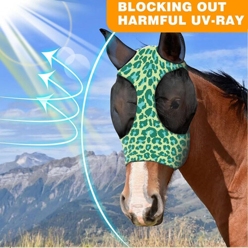 Protective Horse Face Mask with Stylish Leopard Print, Polyester Bug-Proof Design, Type+5, Size Options Available 2