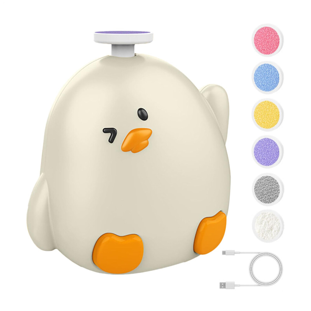 Baby Nail File Electric Grinder, Chicken Shaped with 6 Grinding Heads, Ergonomic Safe Tool for Kids and Adults