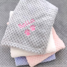 Custom Embroidered Pet Blanket with Personalized Name/Text, Flannel Dog Blanket for Sofas and Beds in Multiple Colors/Sizes
