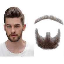 Fake Beard Realistic 100% Human Hair Full Hand Tied Goatee  Brown for Men Makeup Entertainment/drama (hz06)