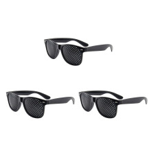 Pack of 3 Grid Glasses for Eye Training, Black Pinhole Glasses for Vision Improvement and Relaxation, Perforated Design