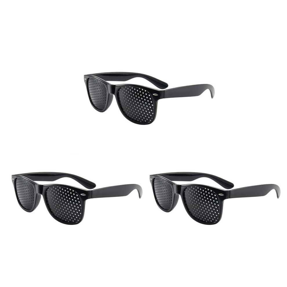 Pack of 3 Grid Glasses for Eye Training, Black Pinhole Glasses for Vision Improvement and Relaxation, Perforated Design