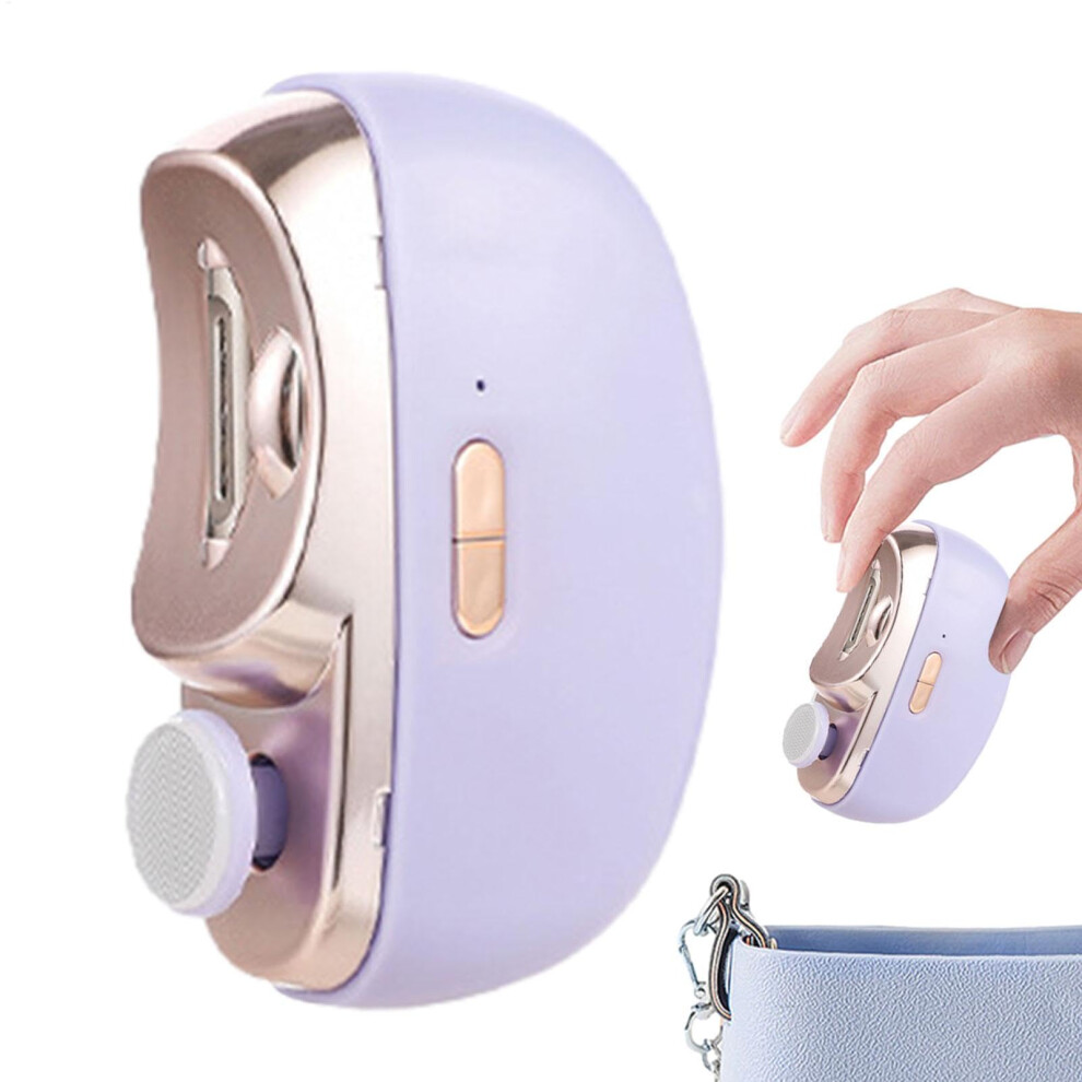 Electric Nail Clippers With Led - Automatic Safety Fingernail Cutter And File For Babies, Seniors, And Adults In Light/Purple