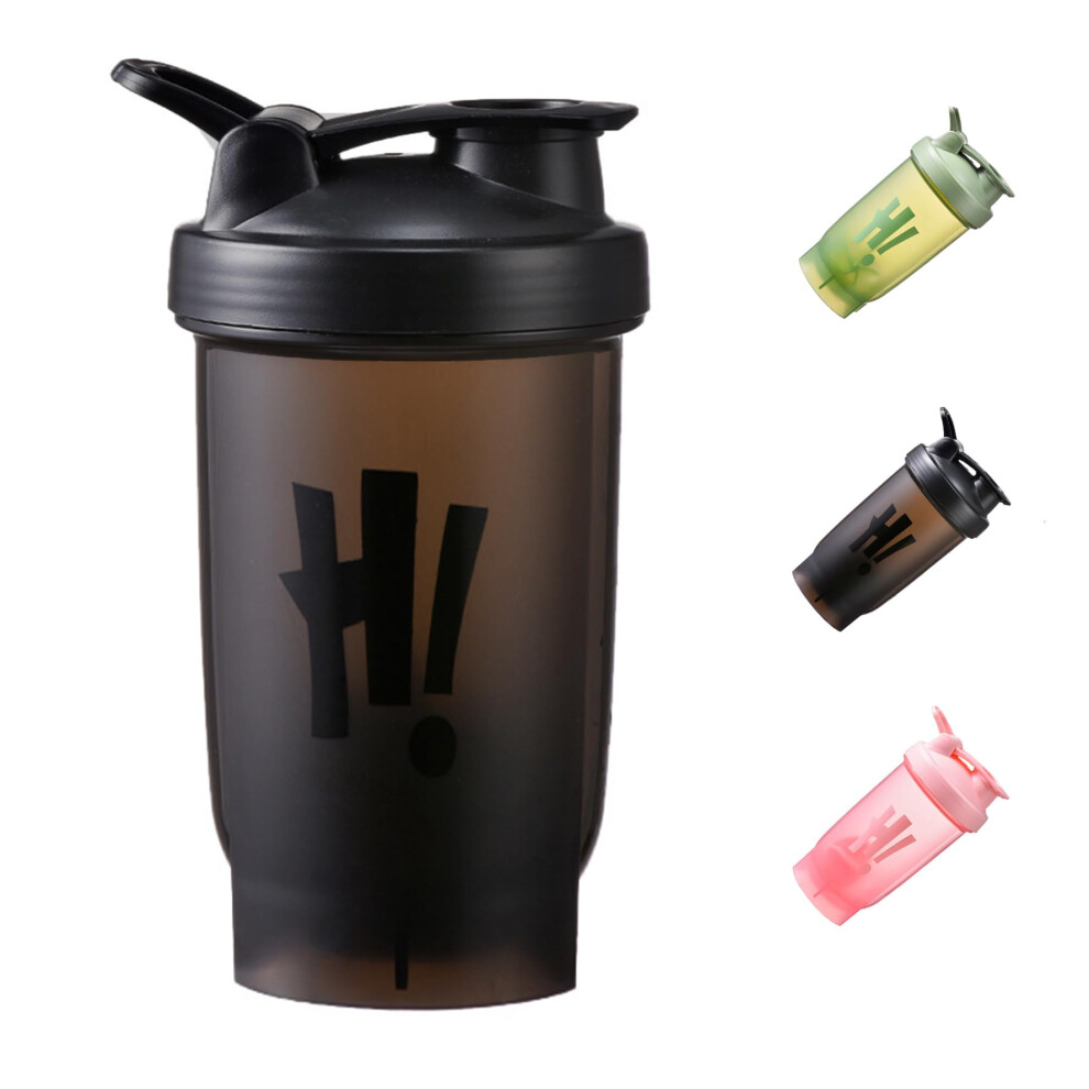 Protein Shaker Bottle 700ml with Stainless Steel Mixing Ball, BPA Free, Leak-proof Flip Lid, Black Supplement Shaker