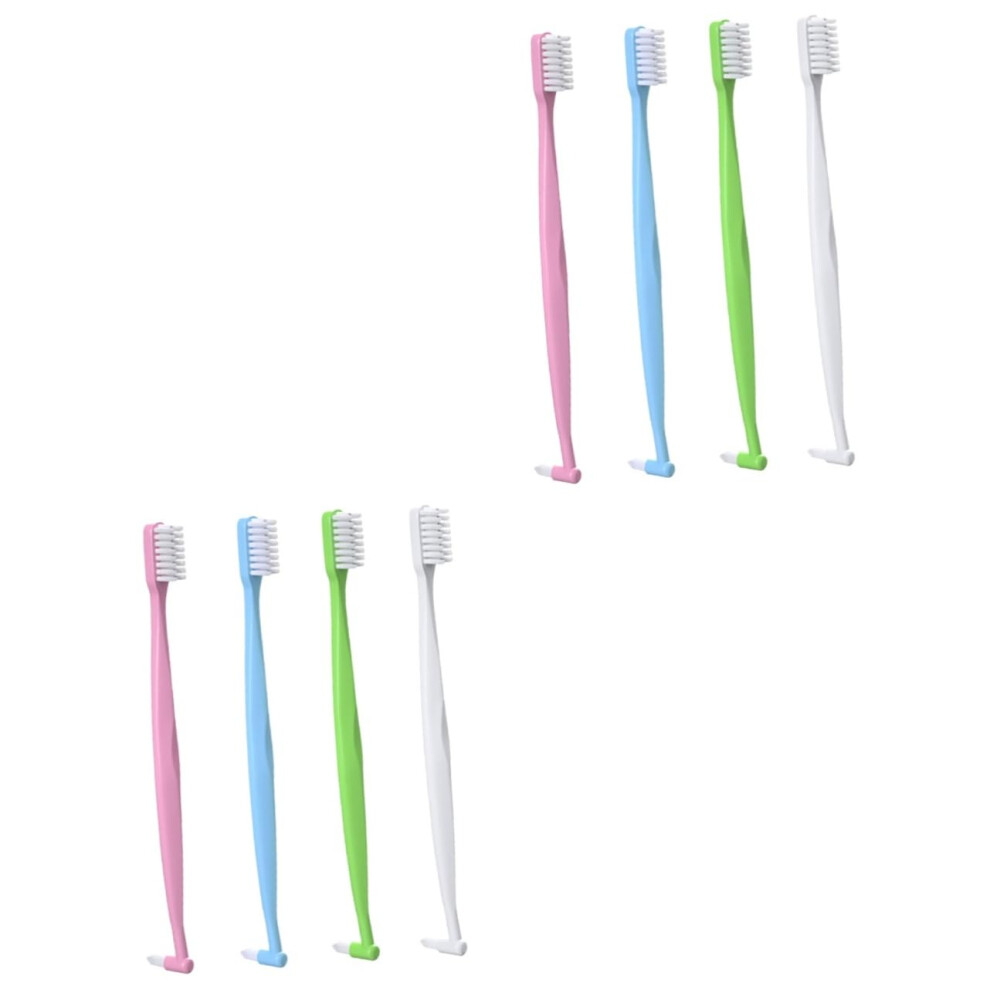 Ergonomic Double-Headed Toothbrush Set for Interdental Cleaning, Manual Tapered Toothbrushes, 4 Pieces x 2 Sets