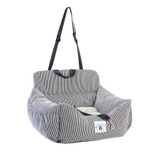 Dog Booster Car Seat - Car Travel Bed for Pets, Portable Dog Crate with Removable Pillow, Washable, Black-White Striped